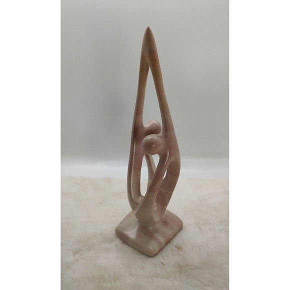 8" Carved Stone 2 Dancing Figures Kenya Ten Thousand Villages Sculpture - Picture 1 of 12